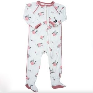 Sweet Bamboo Roses White Piped Footie